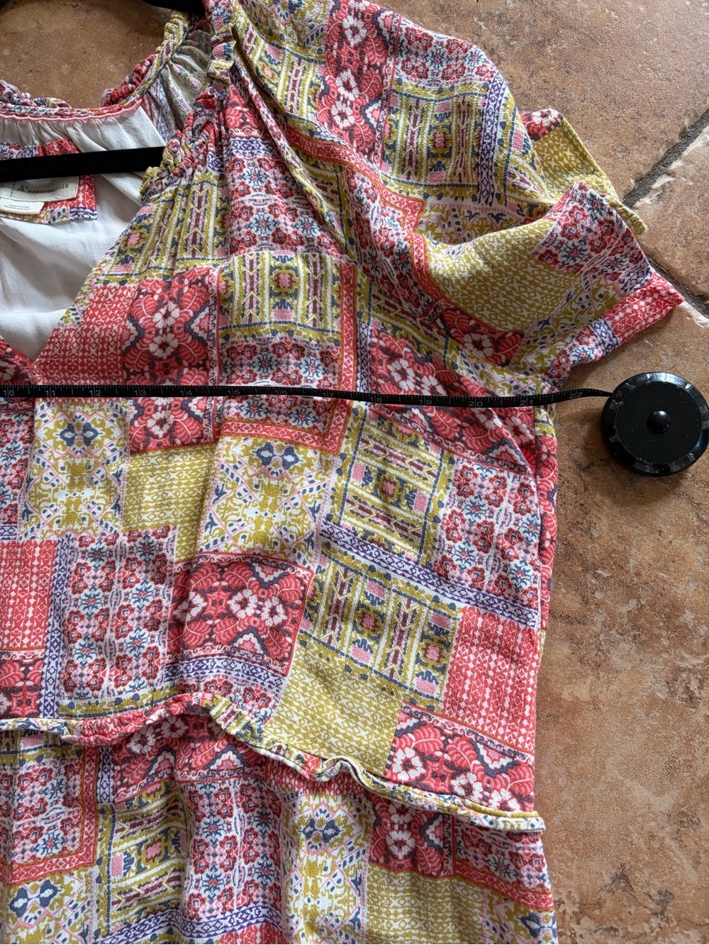 Anthropologie Robin Tiered Patchwork Plus 1x sundress short sleeves Boho Short - Picture 6 of 7